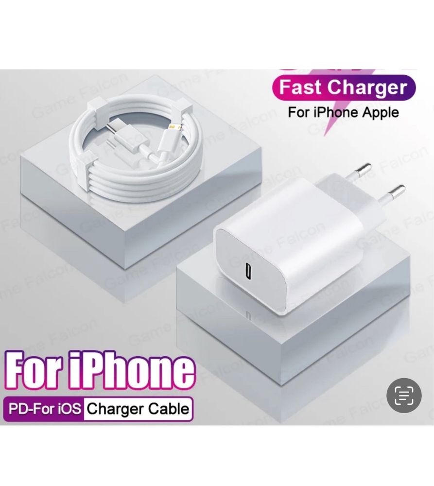 Pachet 3 in 1 Incarcator/Cablu/Casti Compatibil Iphone