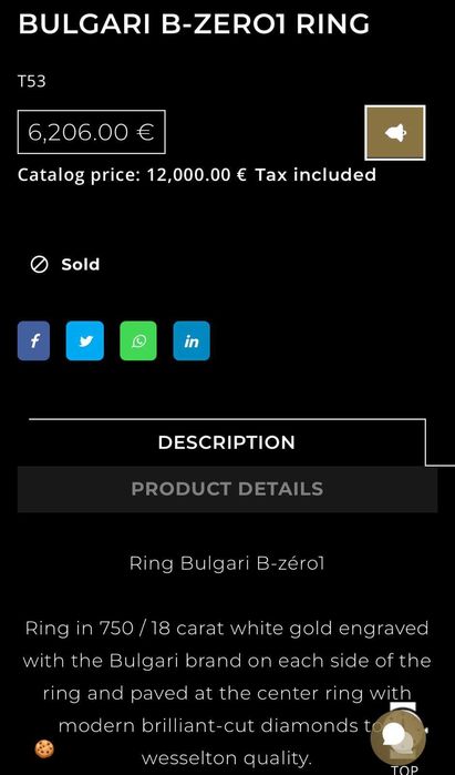 INEL AUR alb 18K - BULGARI B.ZERO1 + 110 Diamante - Mar. 51 - Original