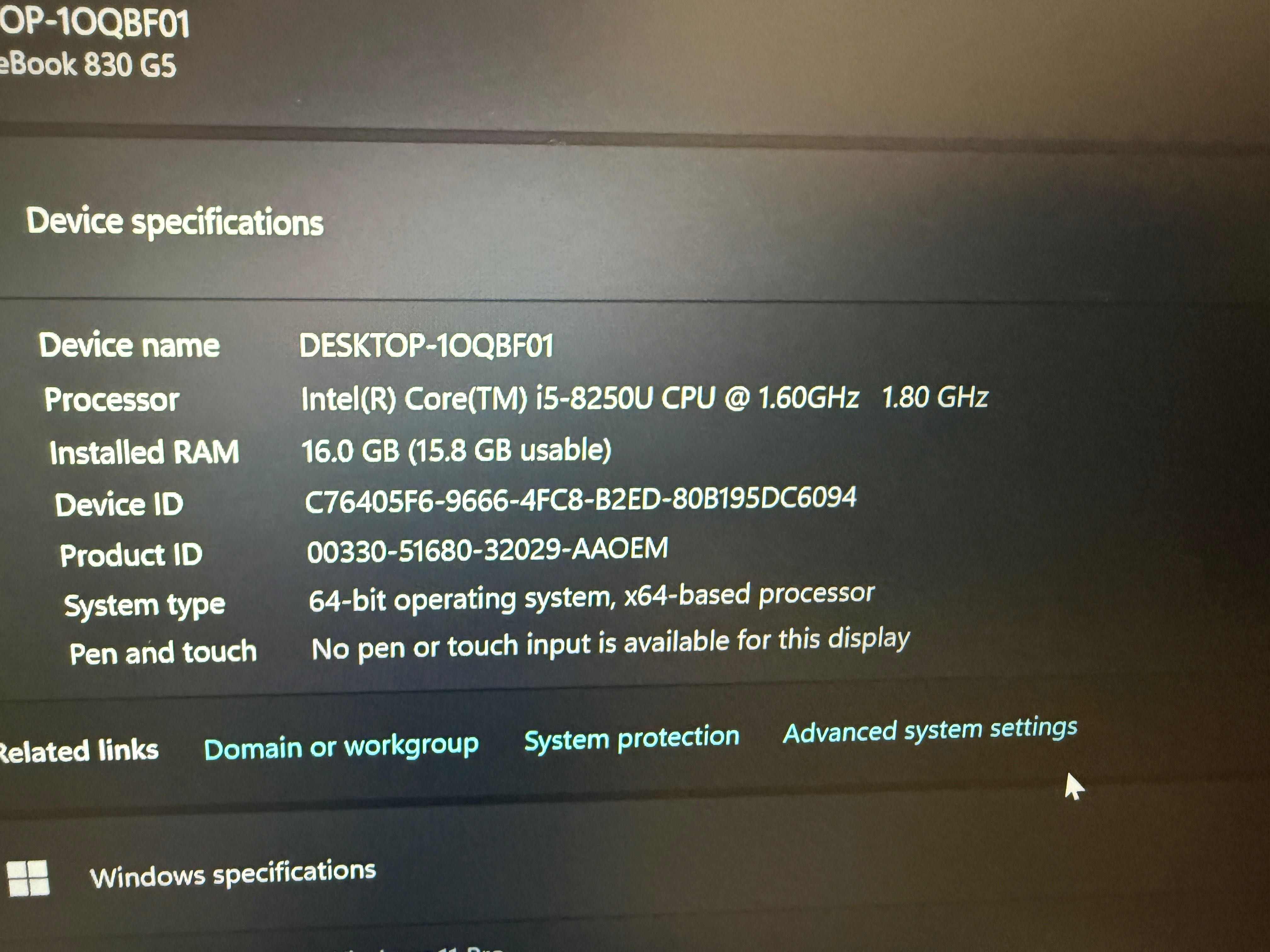 HP EliteBook 830 G5 Core i5 16GB Ram 512 Nvme 120Hz 400nit sureview 4G