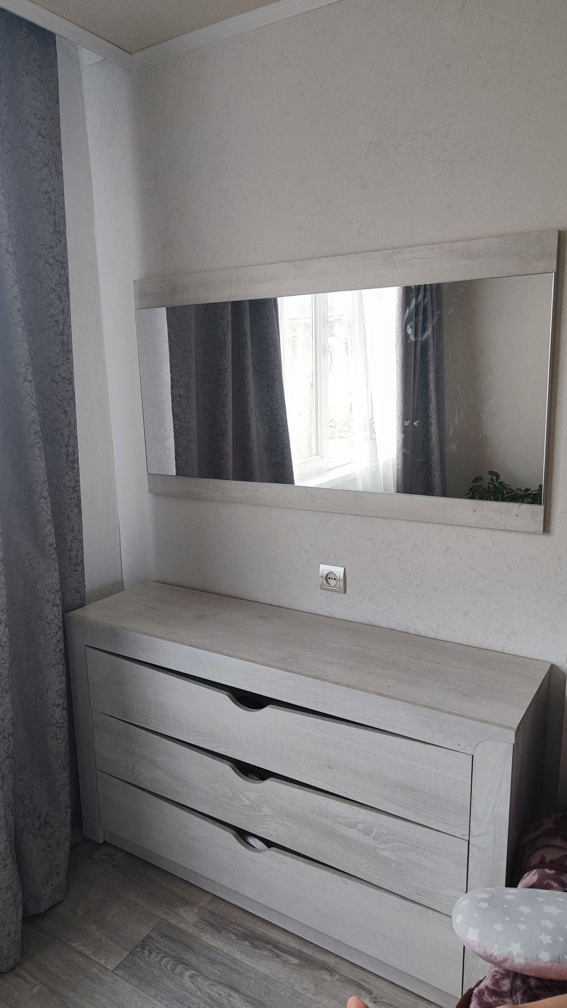 Комод с зеркалом Олмеко Лючия , 137.2x38x78.4cм, ЛДСП, белый