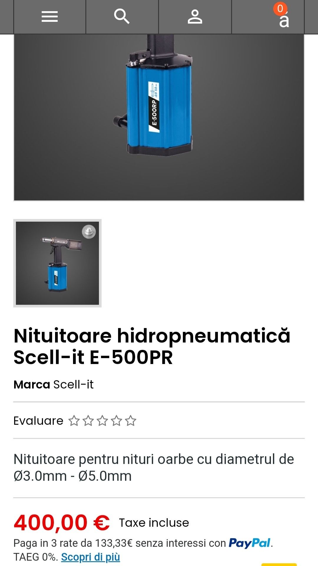 Nituitoare hidropneumatică Scell-it E-500PR 3,2 la 5,0 mm