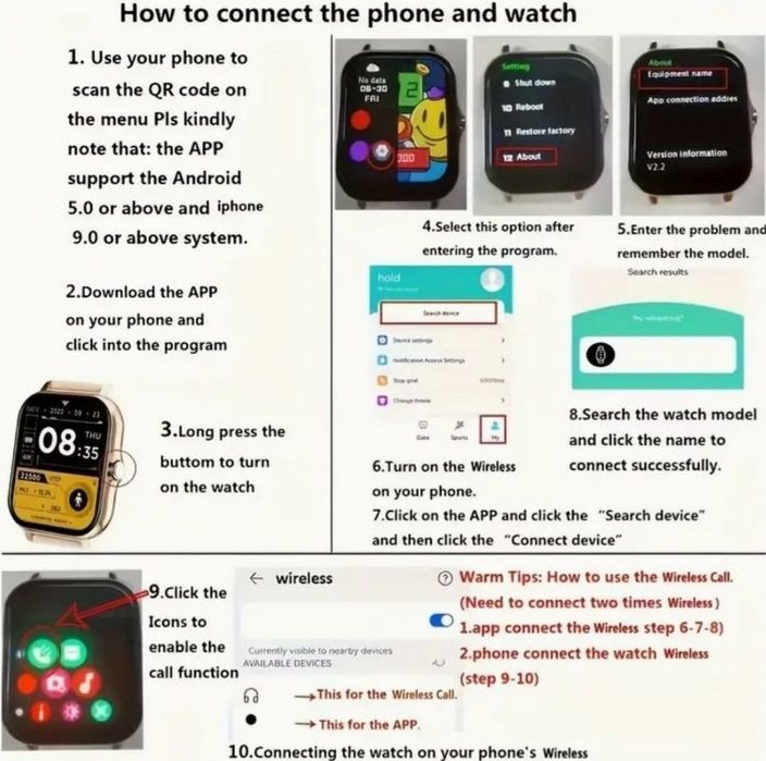 Ceas inteligent fitness unisex negru si alb model 2025 NOU