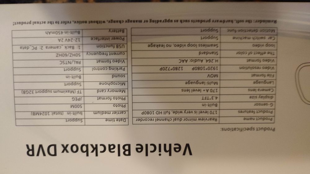 Огледало с DVR, дисплей и камера за заден