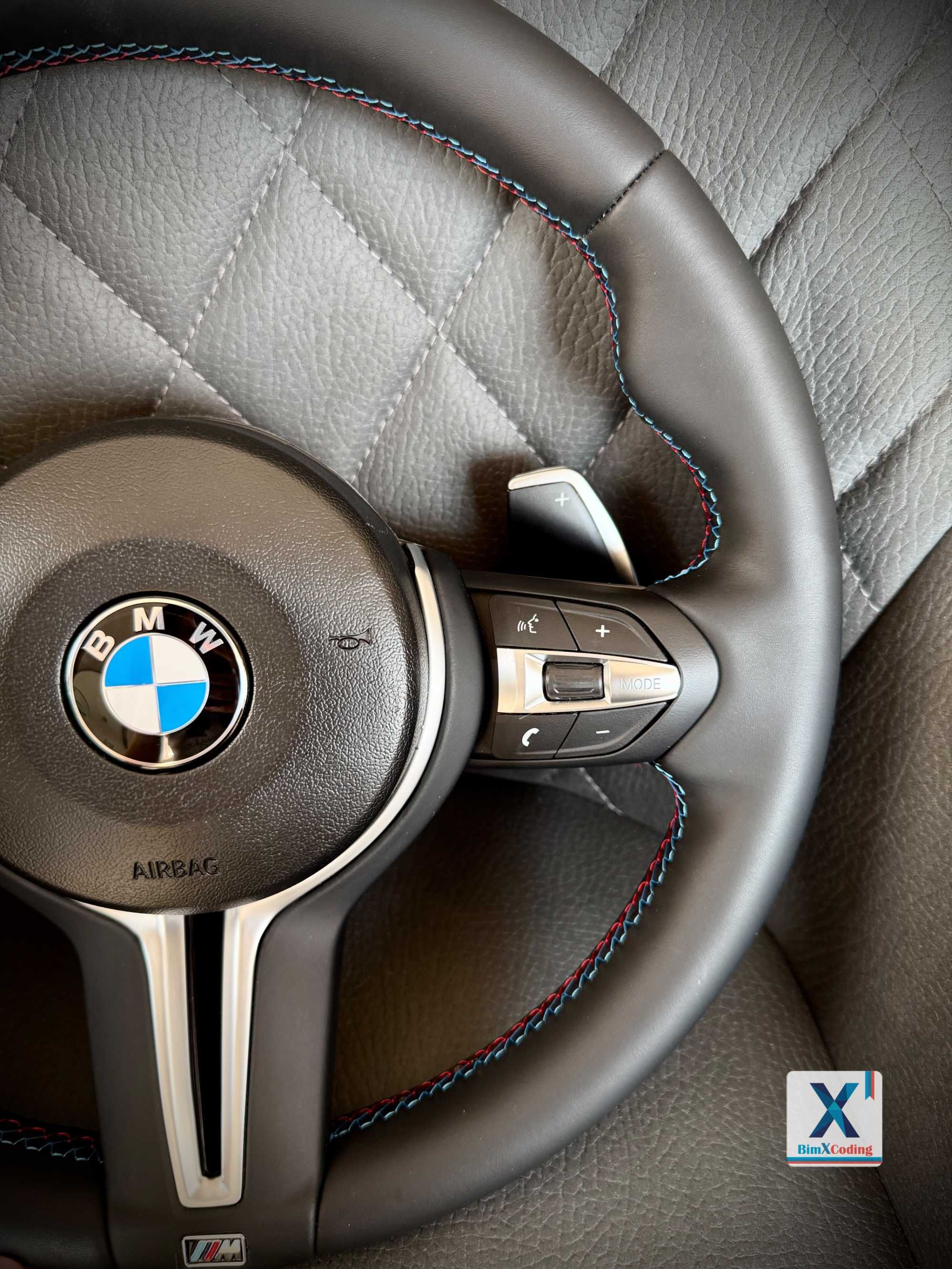 Volan piele BMW M Sport cu padele F20 F2X F30 F3X F15 F16 F25 M2 M3 M4