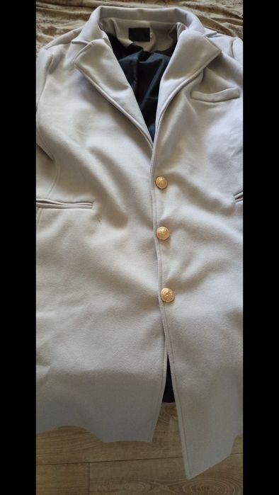 Palton gri deschis bărbați cu butoane auriu XXL