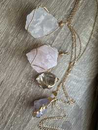 Естествени камъни - Розов и Бял ( млечен)  Kварц, Цитрин, Аметист