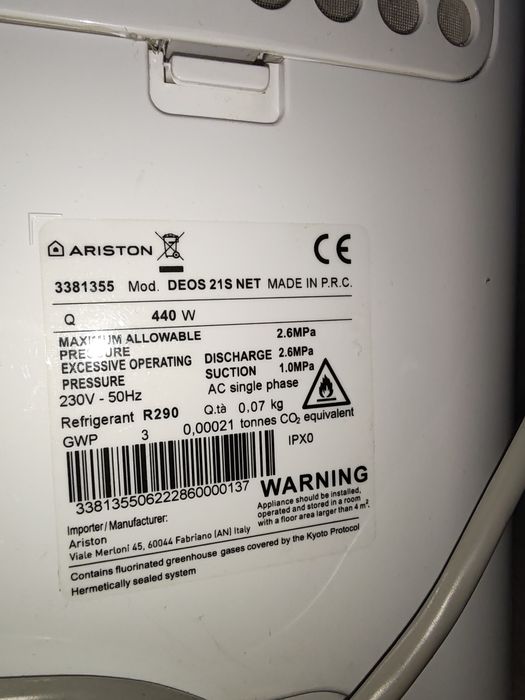 Dezumidificator Ariston DEOS 21s NET