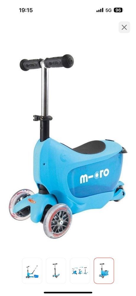 Самокат Micro Mini 2 GO Deluxe Plus MMD034 голубой
