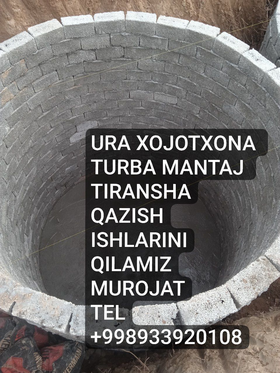 Kanalizatsiya qazish turba mantaj
