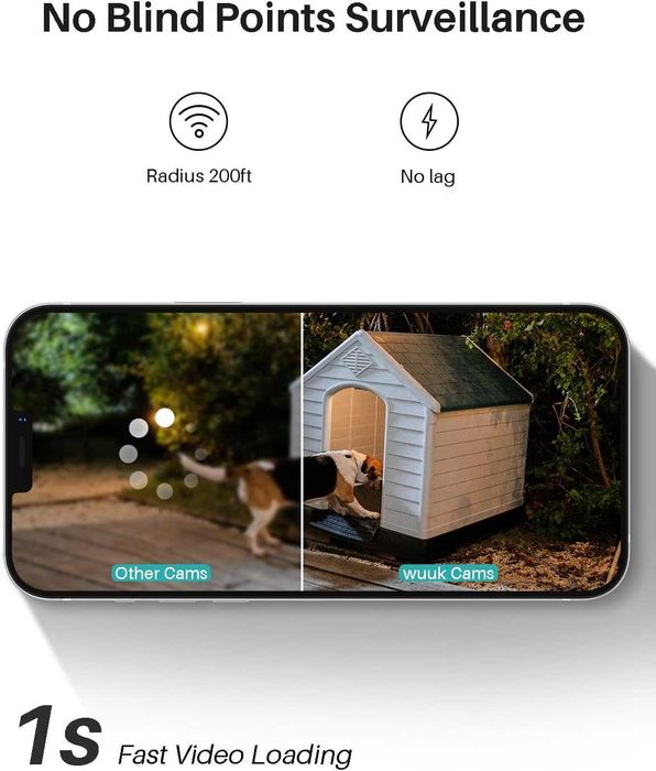 WUUK 2K HD Wi-Fi звънец с камера, двупосочна аудио функция