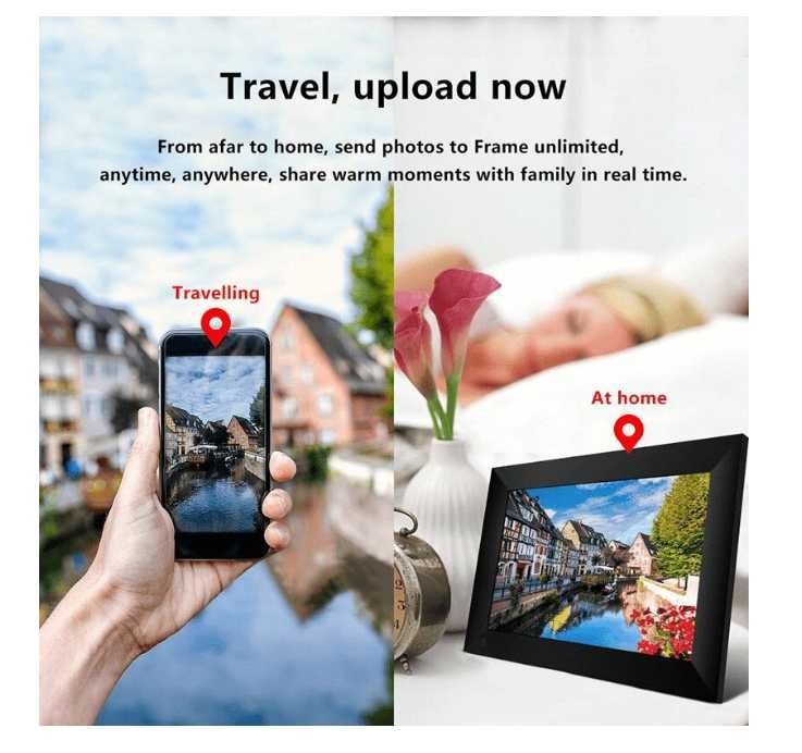 Rama foto digitala Frameo 10.1 inch cu touchscreen, conexiune WIFI Usb