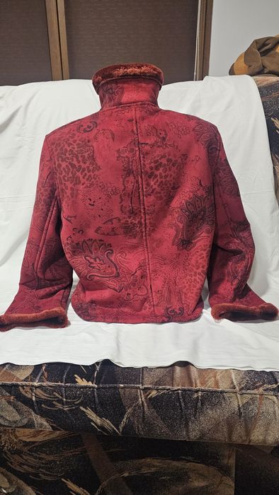 Geaca rosie de blană imblanită Xl 42