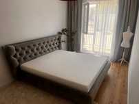 Pat tapitat PORTO gri, cu saltea spuma WELLPUR GOLD F30 180x200
