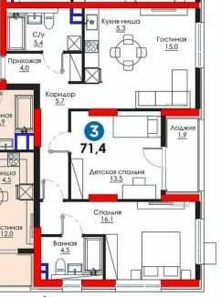 9,5 млн/месяц за 3-комнатную квартиру,после 30%ПВ Яшнабадский р-н (XS)