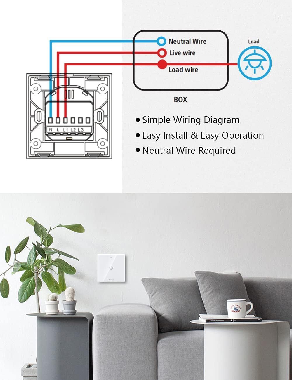 WiFi свързан превключвател, Maxcio Light WiFi стенен превключвател