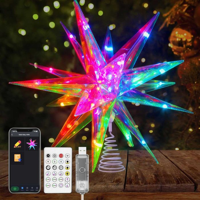 Vârf stea de pom de Crăciun tree topper (nu Twinkly)