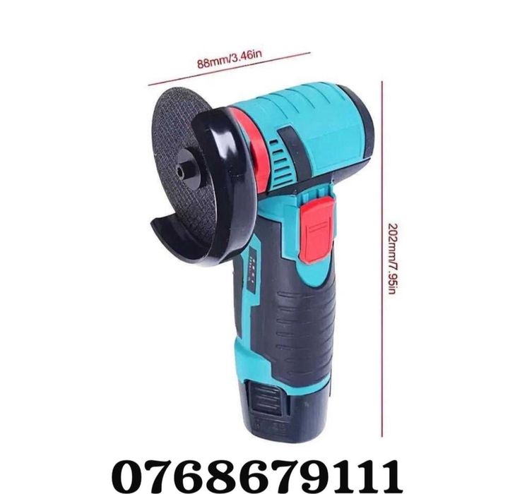 Mini Polizor Flex Electric cu 2 Baterii 12 v disc 76MM Nou 5 discuri