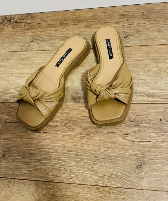 Papuci din piele naturala Anna Cori