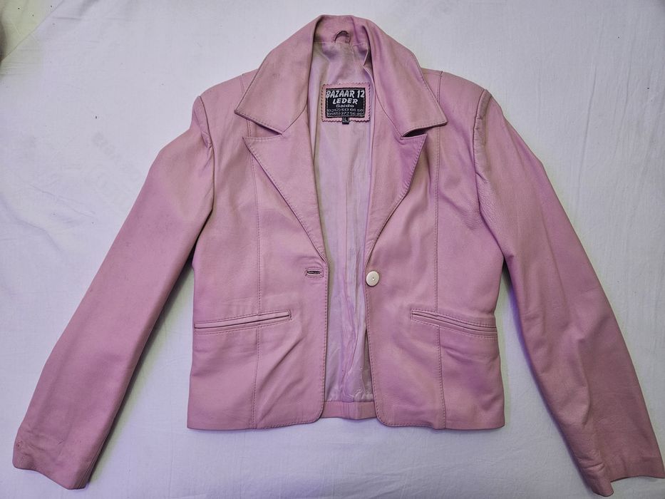 Jacheta roz din piele naturala