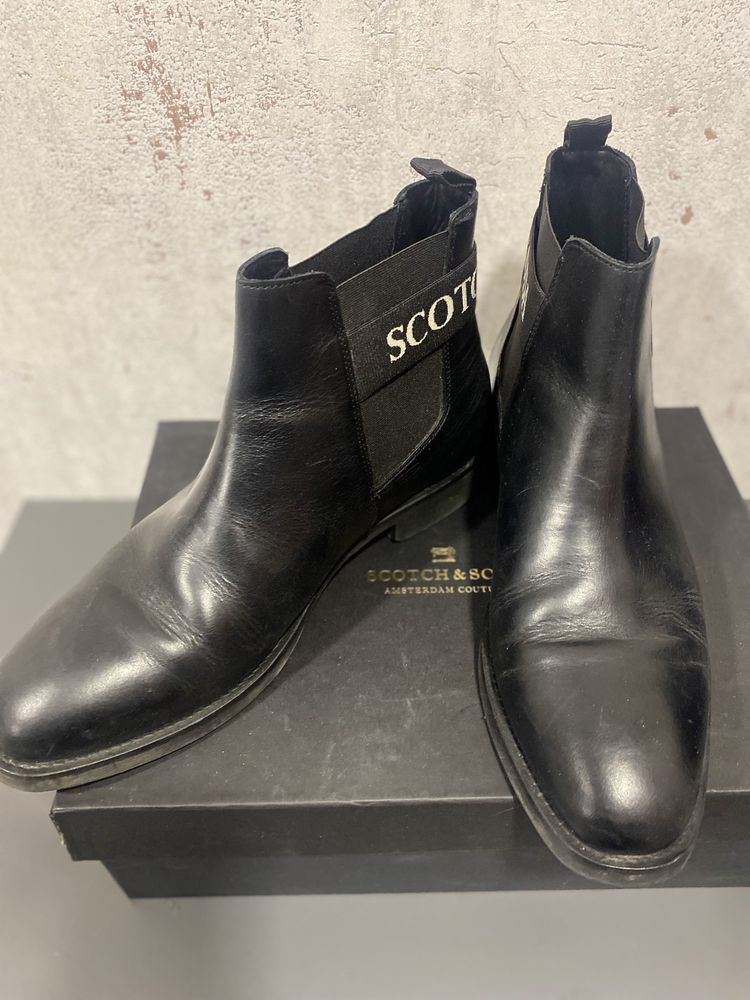 Мъжки черни кожени обувки Scotch&Soda