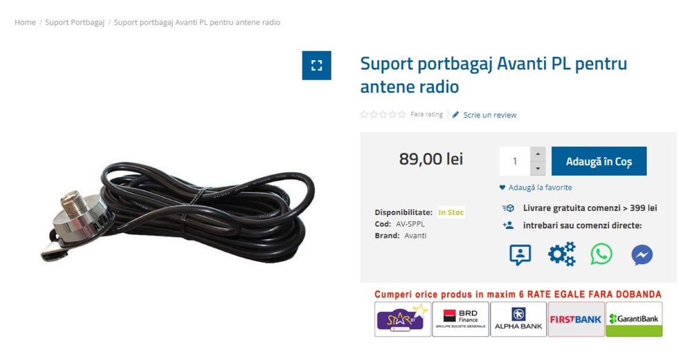 Statie auto cu antena, include microfon si suport de prindere portbag