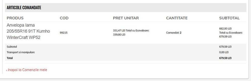 Cauciucuri iarna KUMHO WP52 205 55 R16 DOT 2024 ca noi, 2 BUC