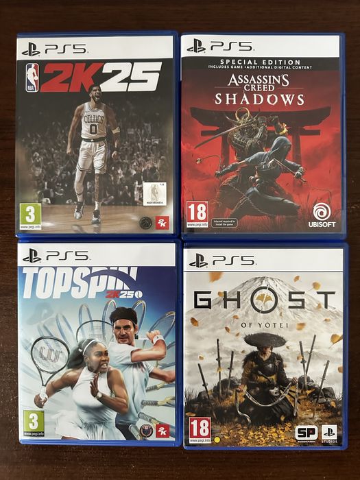 Игры на PS5 (Ghost of Yotei, Assassins Creed Shadows, NBA, Tennis)