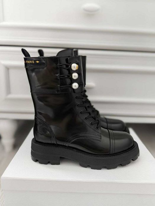 Дамски кожени Ботуши Dior черен лак