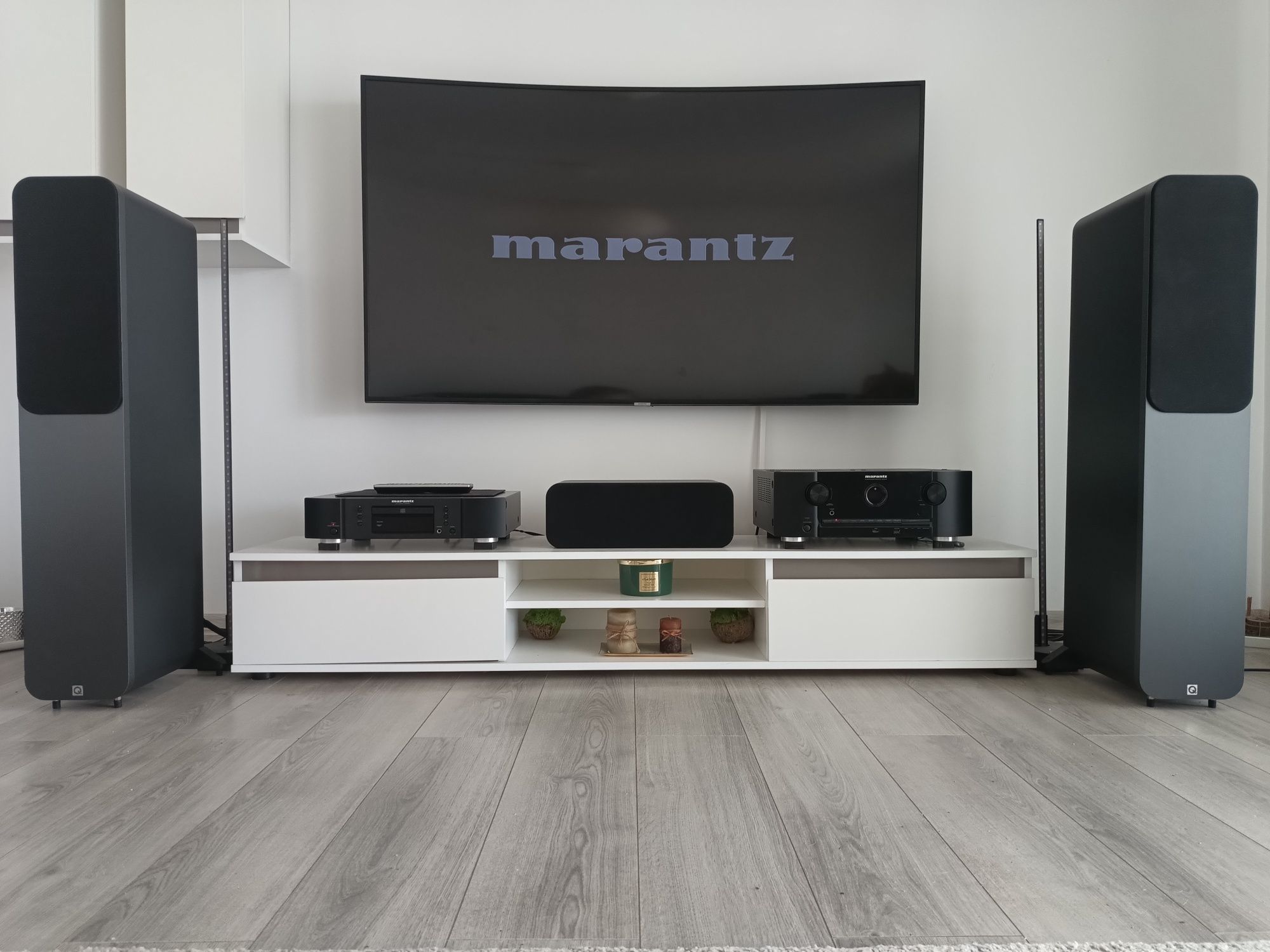 Boxe de podea Q Acoustics 3050+boxă centru 3090C (culoare Matte grapht