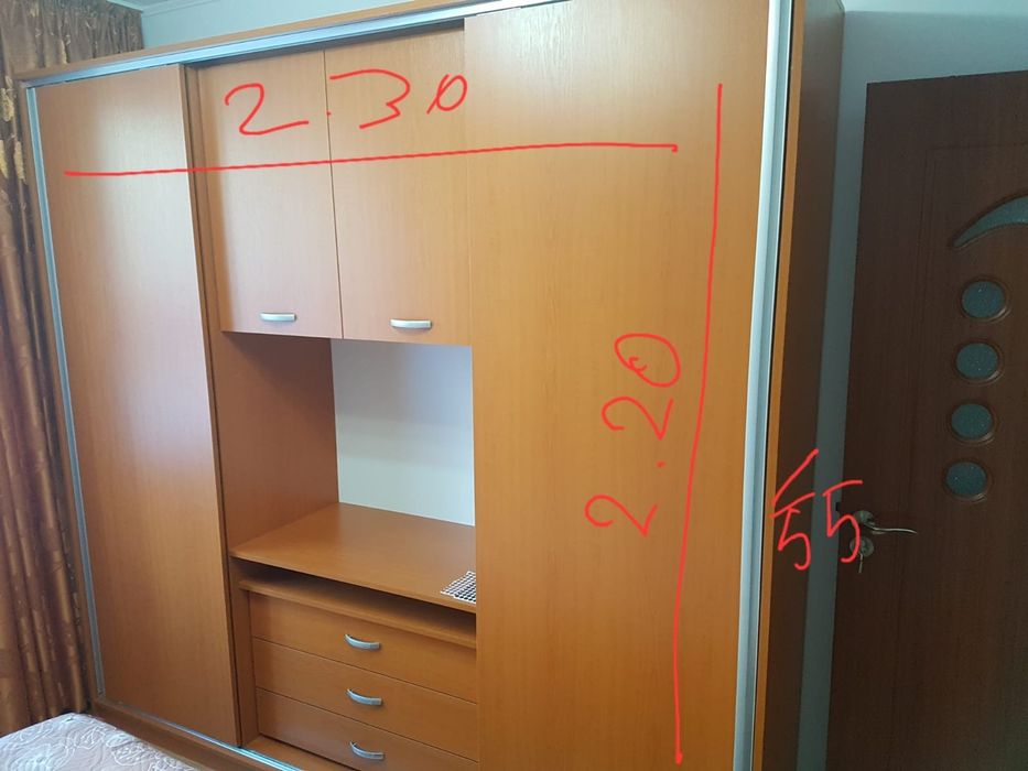 mobila dormitor pat noptiere dulap