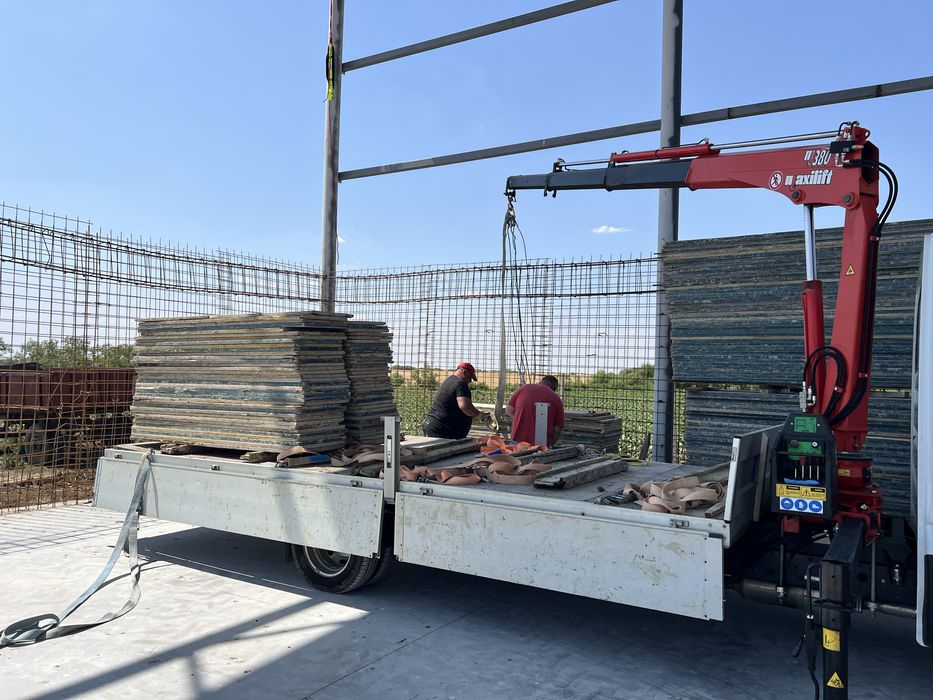 Transport Profesionist platforma cu macara si microbuz.