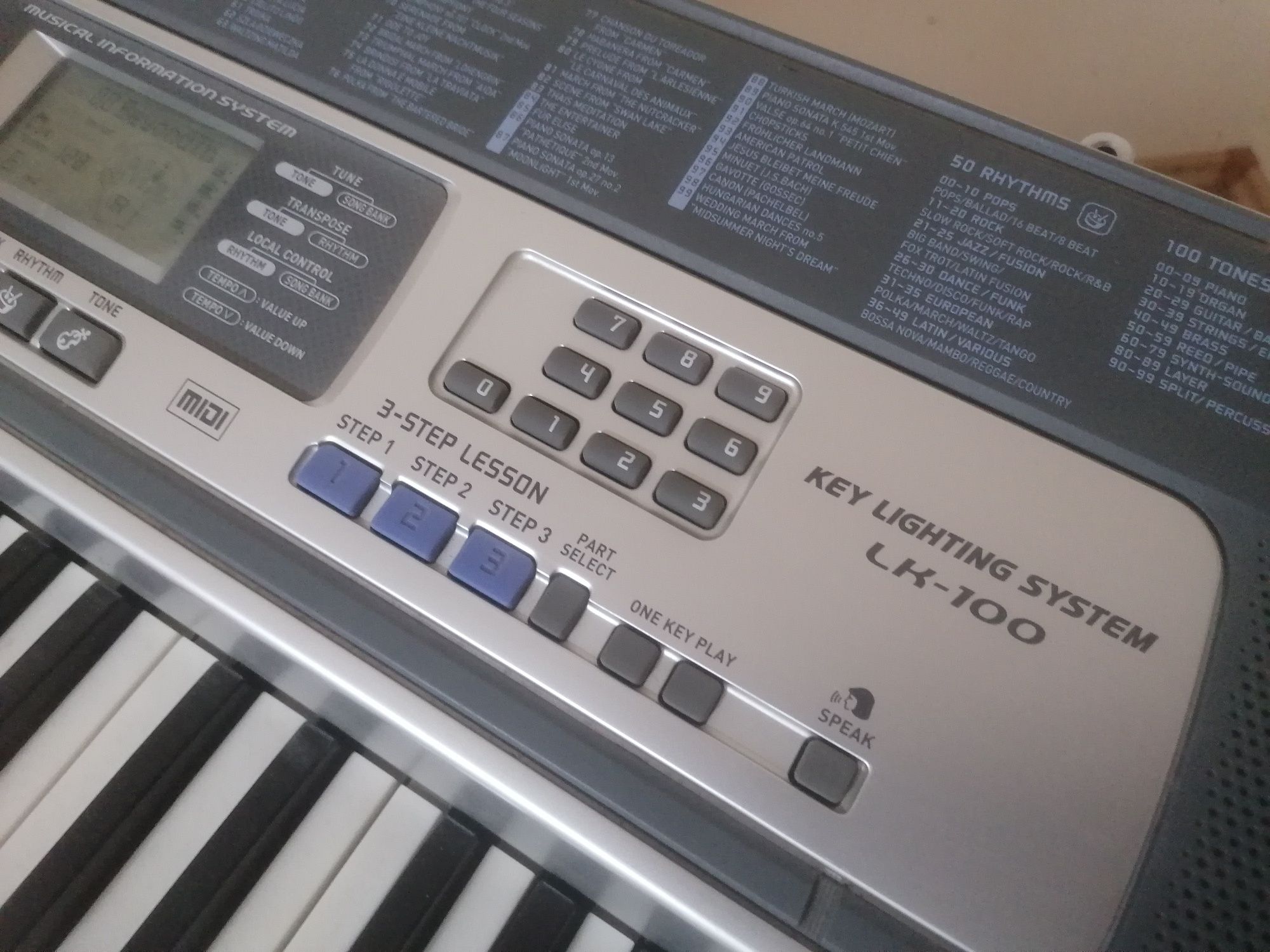 CASIO LK-100 iluminat microfon key Light midi controller