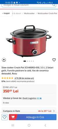 Slow cooker Crock-Pot SCV400RD-050, 3.5 l, 2 Setari gati