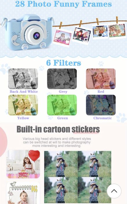 Детски фотоапарат+ подарък 64 гб карта памет