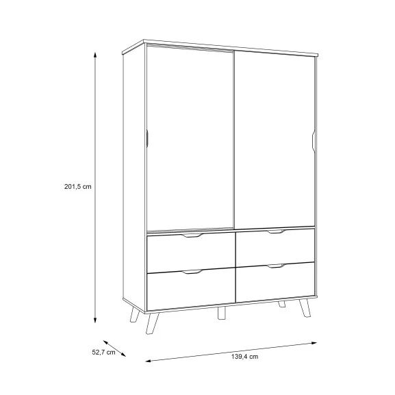 Dulap dressing sifonier Vankka, Stejar Pardosit 139.4 Cm Naturlich
