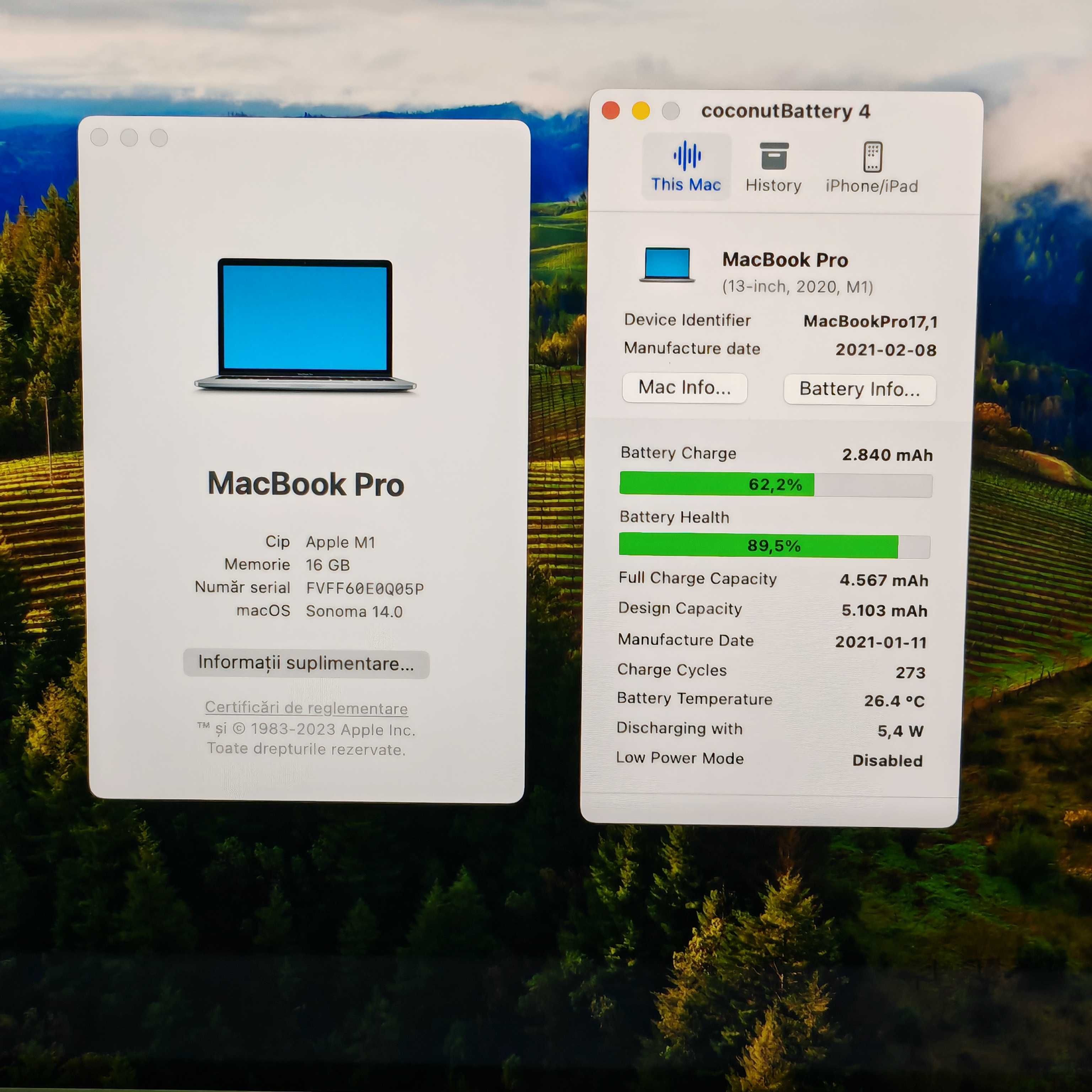 MacBook Pro M1 A2338 – 16GB, SSD 512GB, Baterie 88%, Space Gray