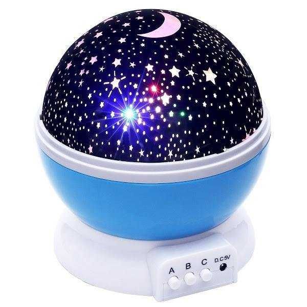 Lampa rotativa cu stele si luna pentru camera copilului