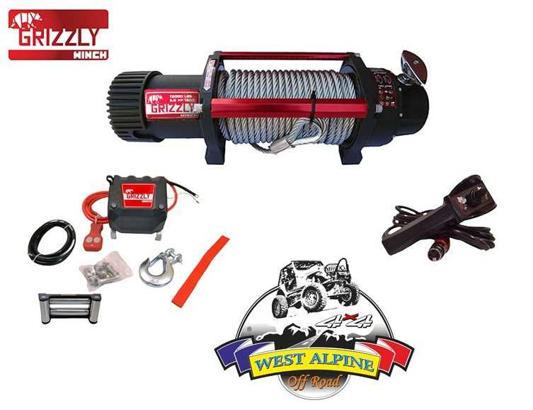 Troliu auto GRIZZLY WINCH 13000LBS (Forta: 5897KG) cu CABLU DE OTEL