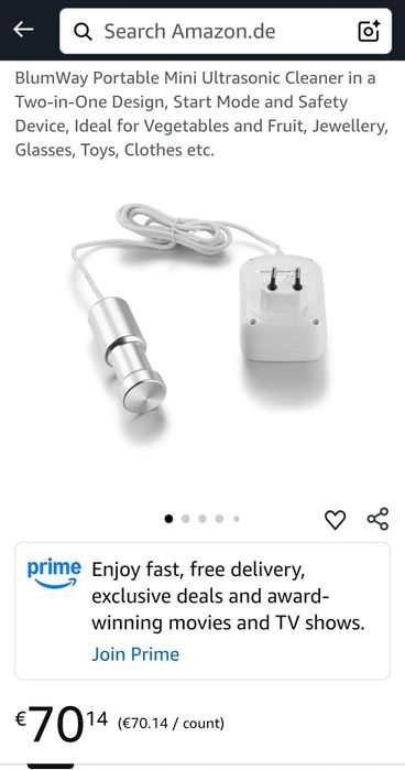 Curățitor cu ultrasonice BlumWay portabil ochelari bijuterii fructe