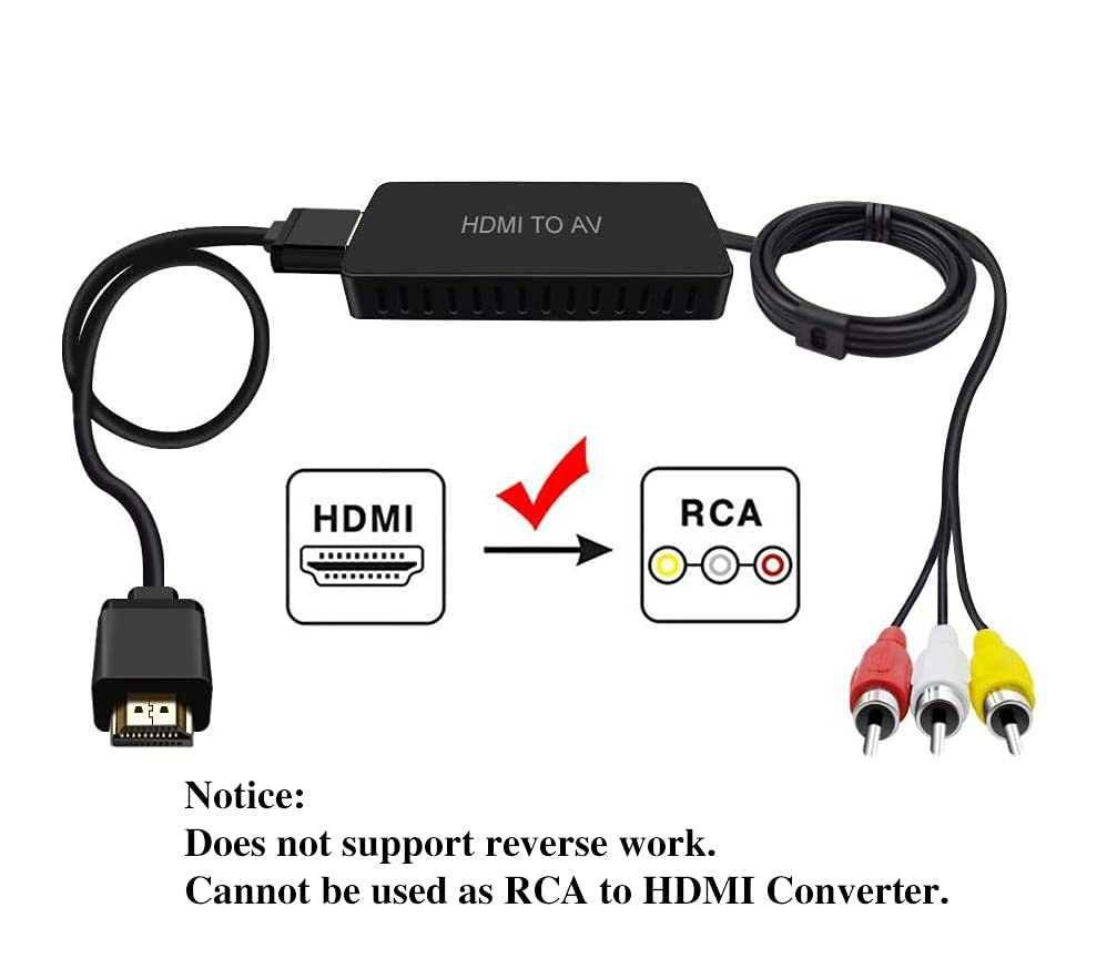 Dingsun RCA към HDMI конвертор, AV към HDMI,Поддържа HDMI 1080p / 720p
