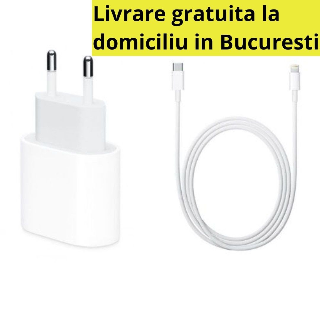 Incarcator fast charger iPhone lightning usb C, cablu si adaptor priza