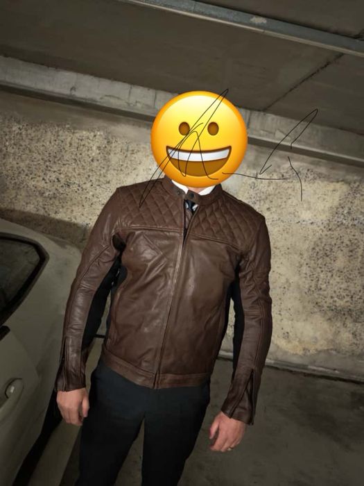 Geaca moto piele maro