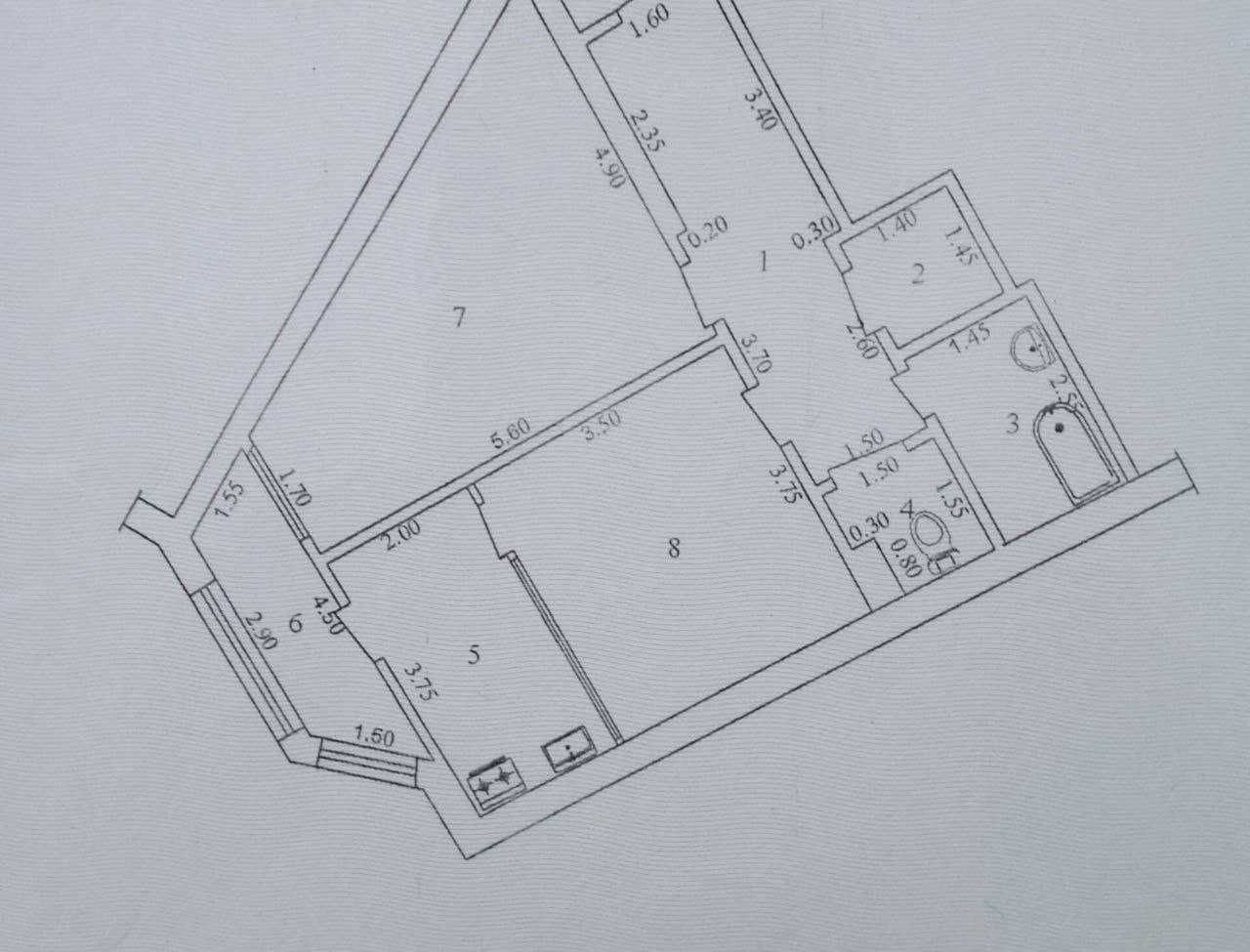 Продам квартиру  2(63м2)/4/8 в новостройке в центре м. Хамид Олимджан