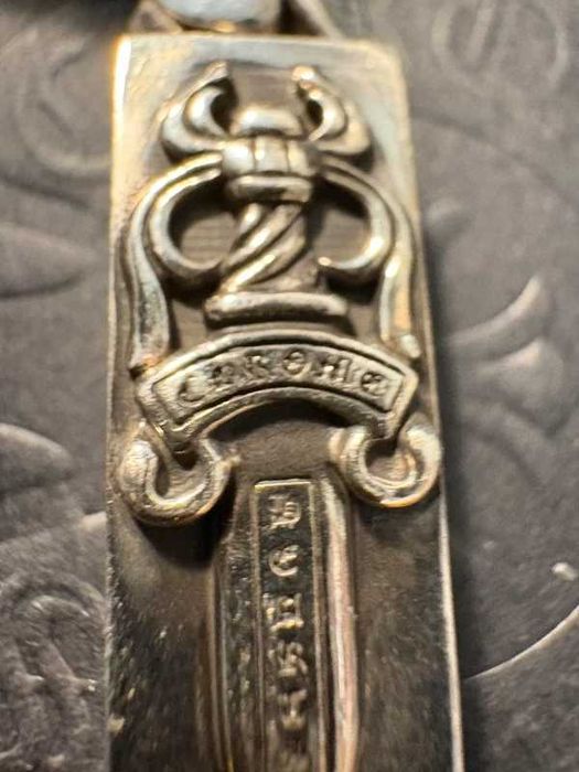 Chrome Hearts .925 Silver Smooth Cuban Link Dagger ID Bracelet