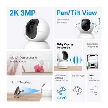 Камера TP-Link Tapo C210 — 3 МП, ночное видение, детектор движения