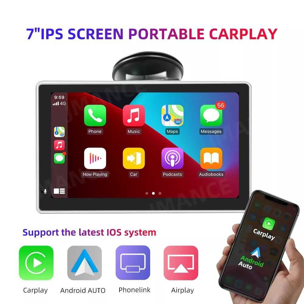 CarPlay IOS Apple Android Auto 7 inch pentru bord sau parbriz wireless
