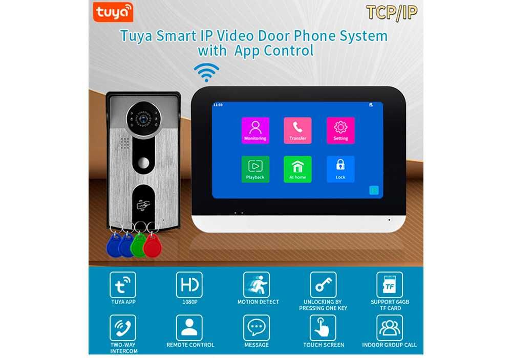 Видео домофон TUAYA V70MT-IDT-HD WI-FI приложение