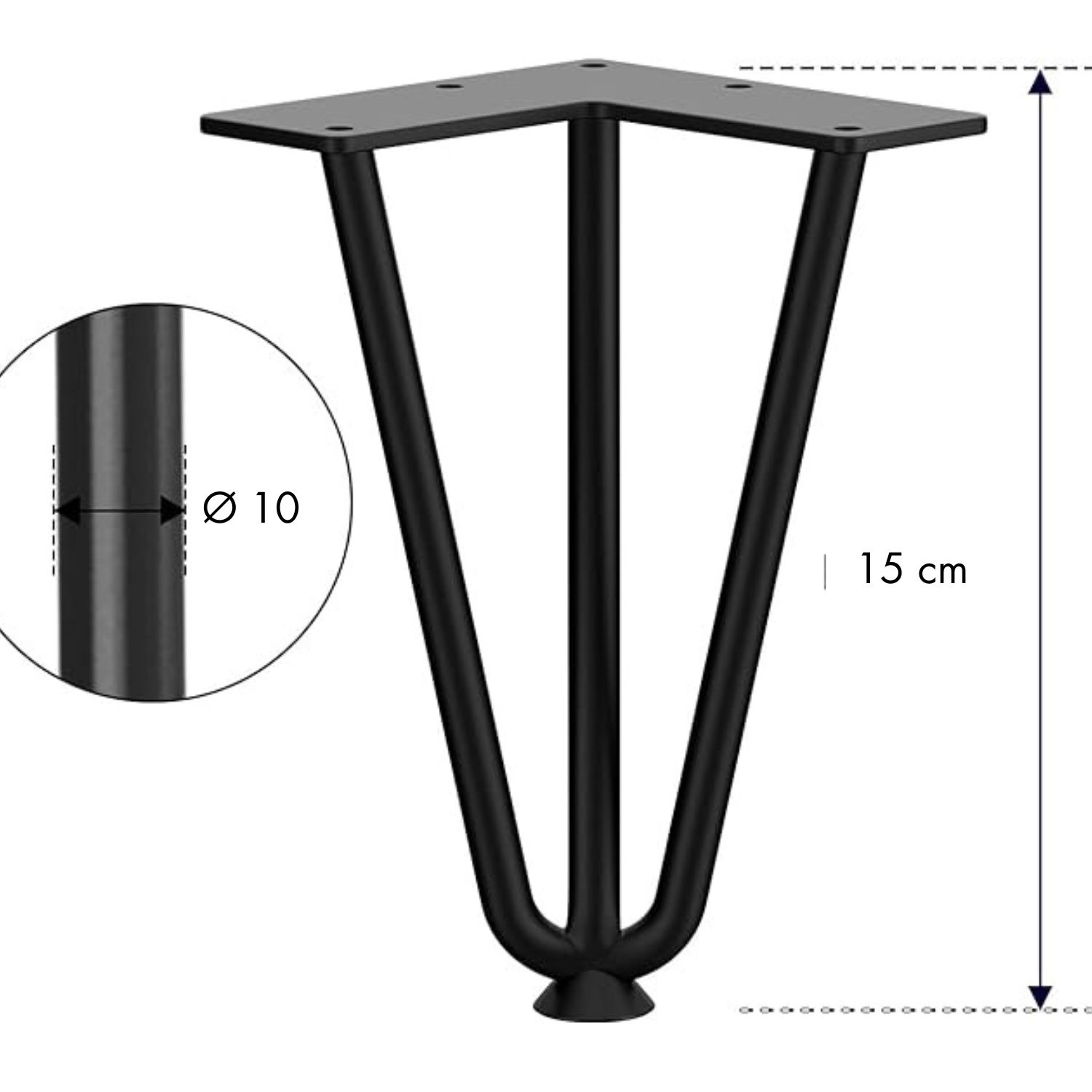 Picioare metalice hairpin pentru mese/comode/scaune  15-100 cm