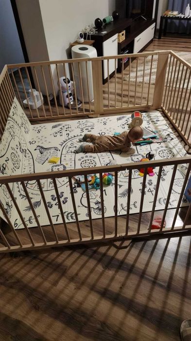 Tarc de joaca LMB Kids din lemn masiv fag 7+1/ gard siguranta