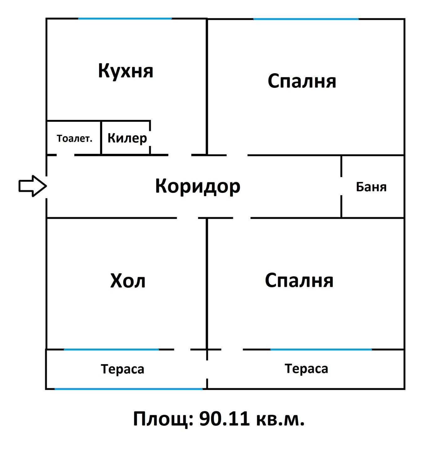 Тристаен Тухлен Апартамент в кв. Запад 1